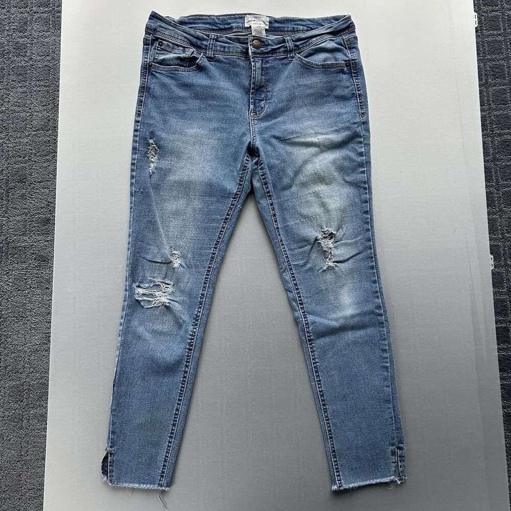 For The Republic Women’s Light Denim Jeans 12/30 Slit Distressed Skinny Stretch